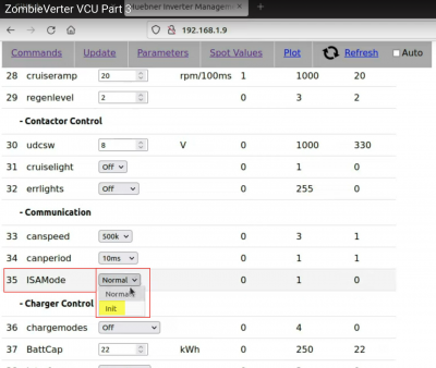 WebUI Parameters ISA Init