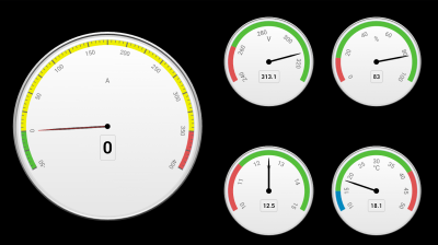 This how the GUI looked like. Amperage, voltage, SOC, 12V and batterytemperatur.