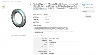 SKF (and others) KM 7 axial nut (&quot;groove nut&quot;)