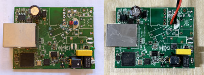 TL-PA4010 (without passthrough), modified to remove AC power supply.  catphish's on left, asavage's on right.