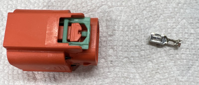 Sumitomo terminal 8240-4932 (brass) prepared for insertion into Mystery Connector's shell