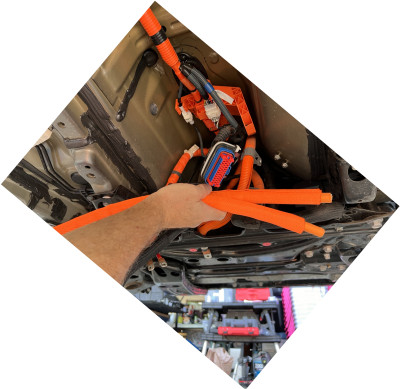 Looking forward from where the HV ends, battery removed