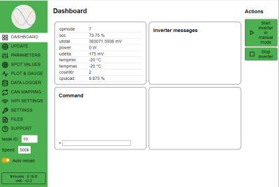 webUI BMS dashboard