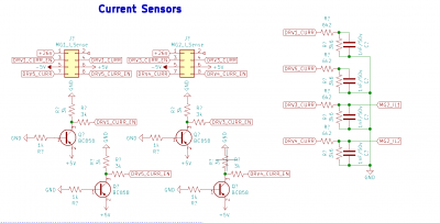 Pretty Sure you can just put +5V on the enable for the current sensors, you don't have to do all the transistor stuff.