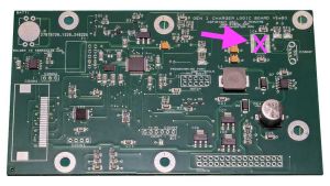 Image of Tesla Gen2 charger board with missing IC4 chip